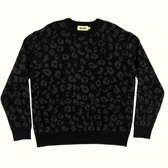 Duvin Design Pullover Animal Cheetah Print Sweater in Black & Gray size Small - Picture 1 of 5
